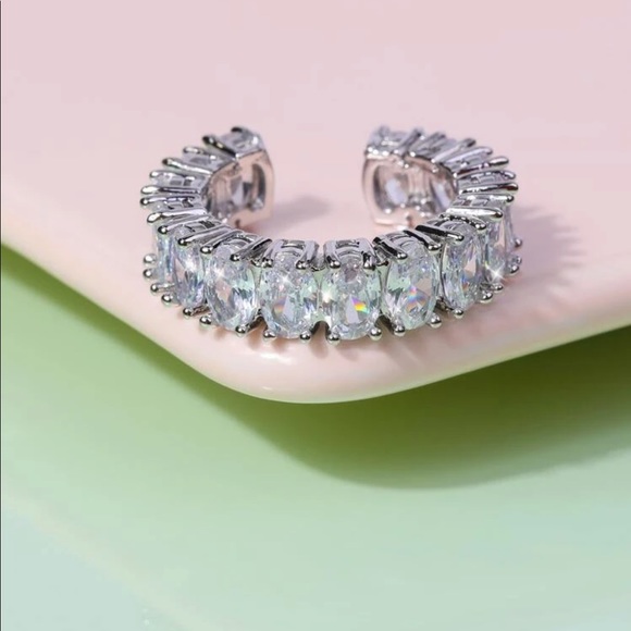 Men’s Zircon Bling Silver cuff ring - Picture 4 of 11